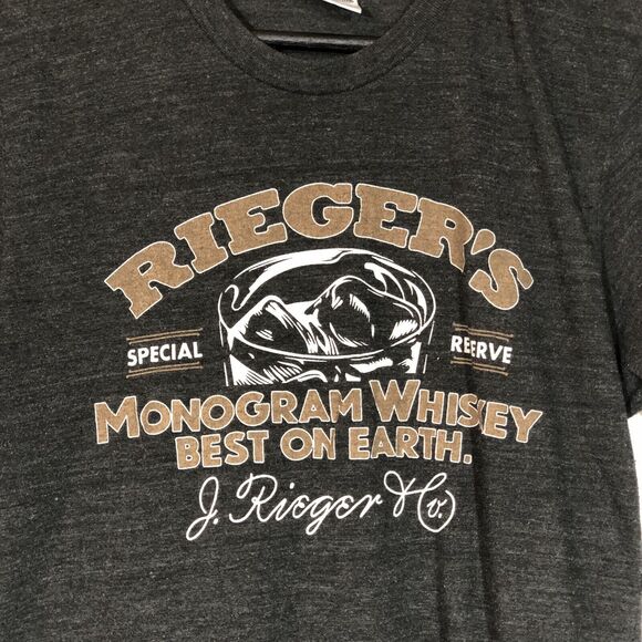 Charlie Hustle Gray Rieger's Whiskey Kansas City Graphic T-Shirt Adult Size S - Picture 2 of 5